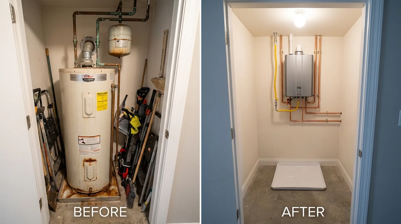 Tank water heater versus wall-mounted tankless unit comparison for La Puente, CA homeowners