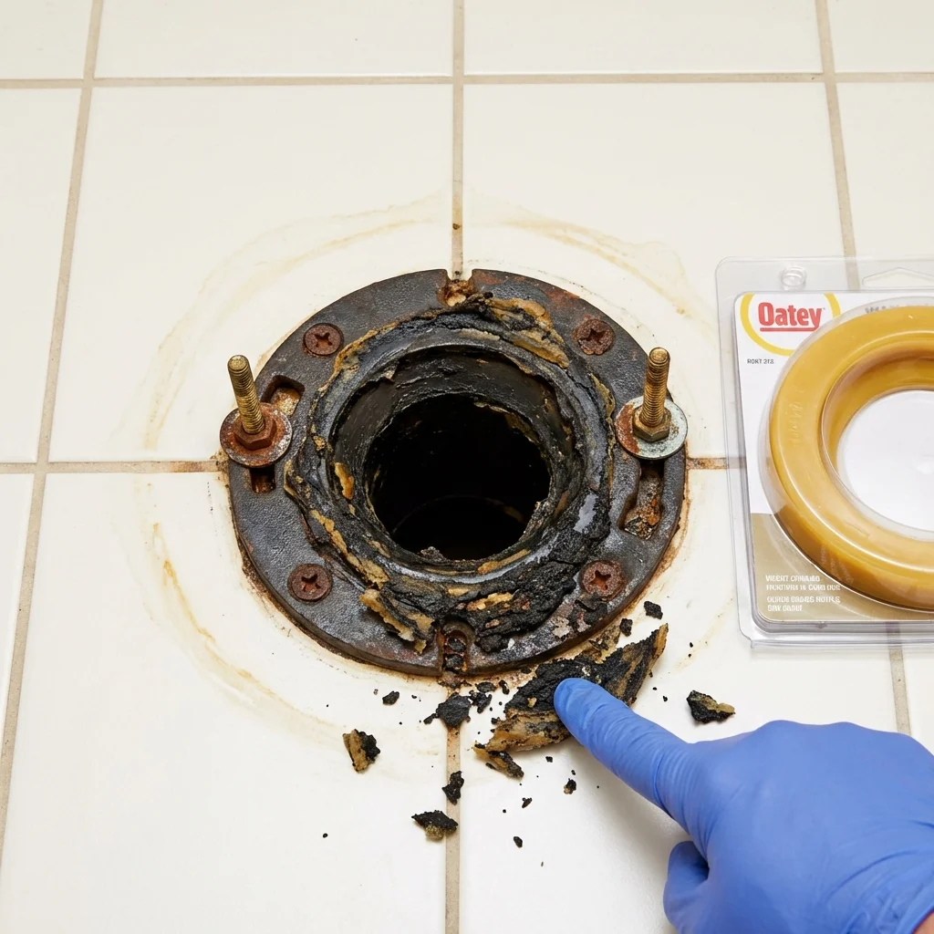 Failed wax ring showing water seepage at the base of a toilet in a La Puente, CA home